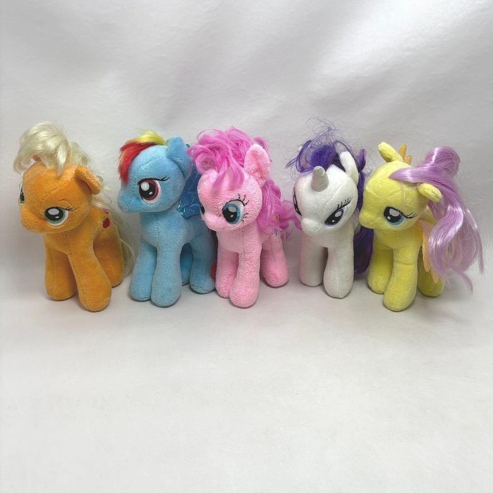 Ty My Little Pony Plush Lot of 5 Stuffed Animals 2014 Rarity Fluttershy Apple